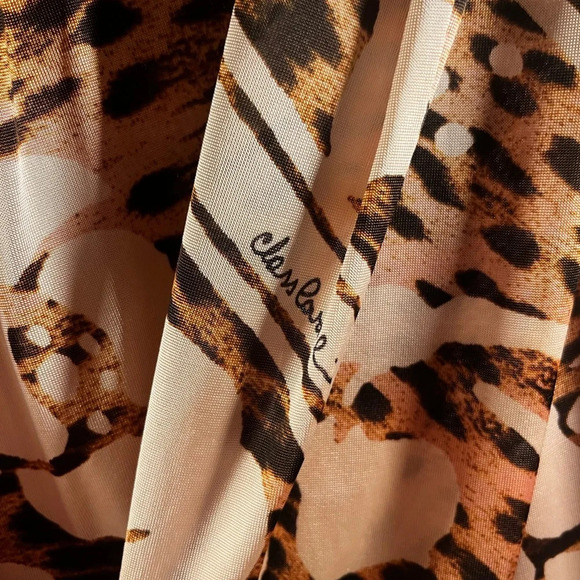 💎 Roberto Cavalli Class Midi Leopard & Floral Print Dress 48/14 large/xl EUC - Picture 13 of 15